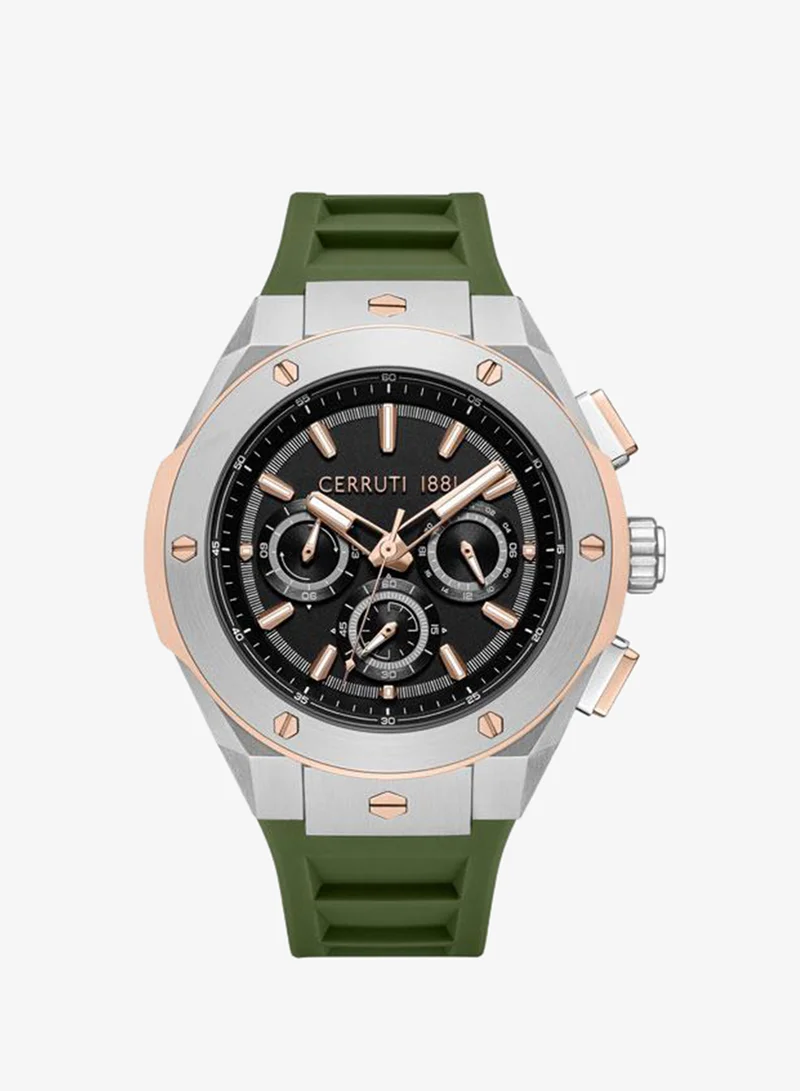 Ruscello 44mm Black Dial Silicone Strap Multifunction Watch For Men