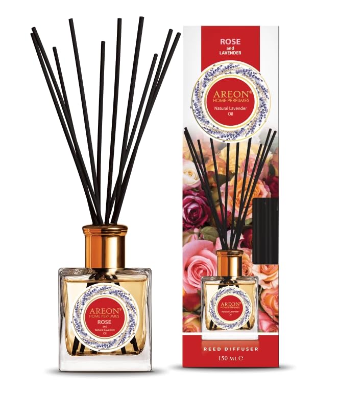 عطور أريون المنزلية: أعواد برائحة الورد وزيت اللافندر، ١٥٠ مل - عطر منزلي منعش وأنيق
