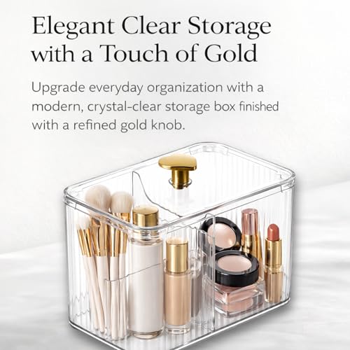 HoopVool® Cosmetic And Makeup Organizer Box, Cotton Swabs Storage with Lid,Makeup Pad Holder, Bathroom Canister Multipurpose Box Divided for Face Brush Pens. (Transparent Heart) - Image 3