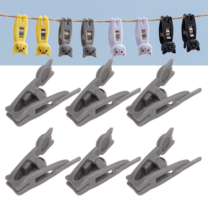 6Pcs Cat Snack Clips Anti Slip Strips Handle Metal Spring Firm Grip Food Bag Snack Clip for Clothing DocumentsGray - Image 2