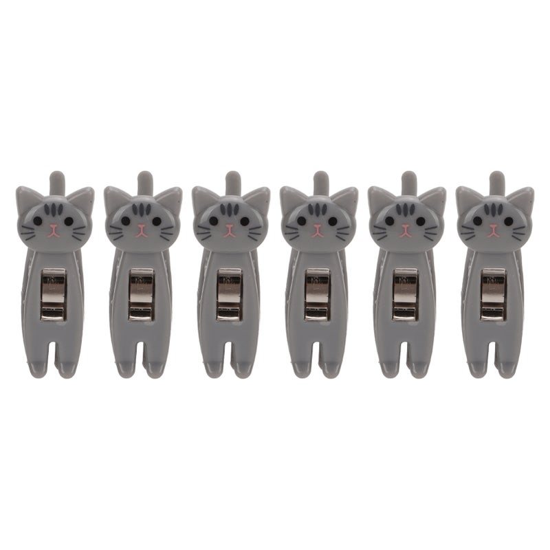 6Pcs Cat Snack Clips Anti Slip Strips Handle Metal Spring Firm Grip Food Bag Snack Clip for Clothing DocumentsGray - Image 1