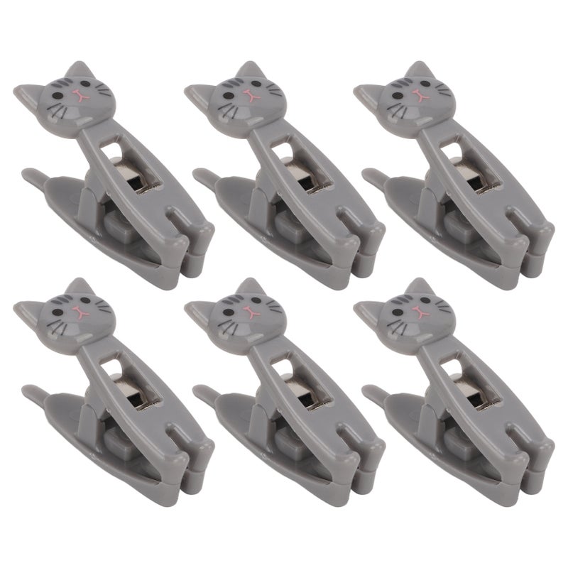 6Pcs Cat Snack Clips Anti Slip Strips Handle Metal Spring Firm Grip Food Bag Snack Clip for Clothing DocumentsGray - Image 4