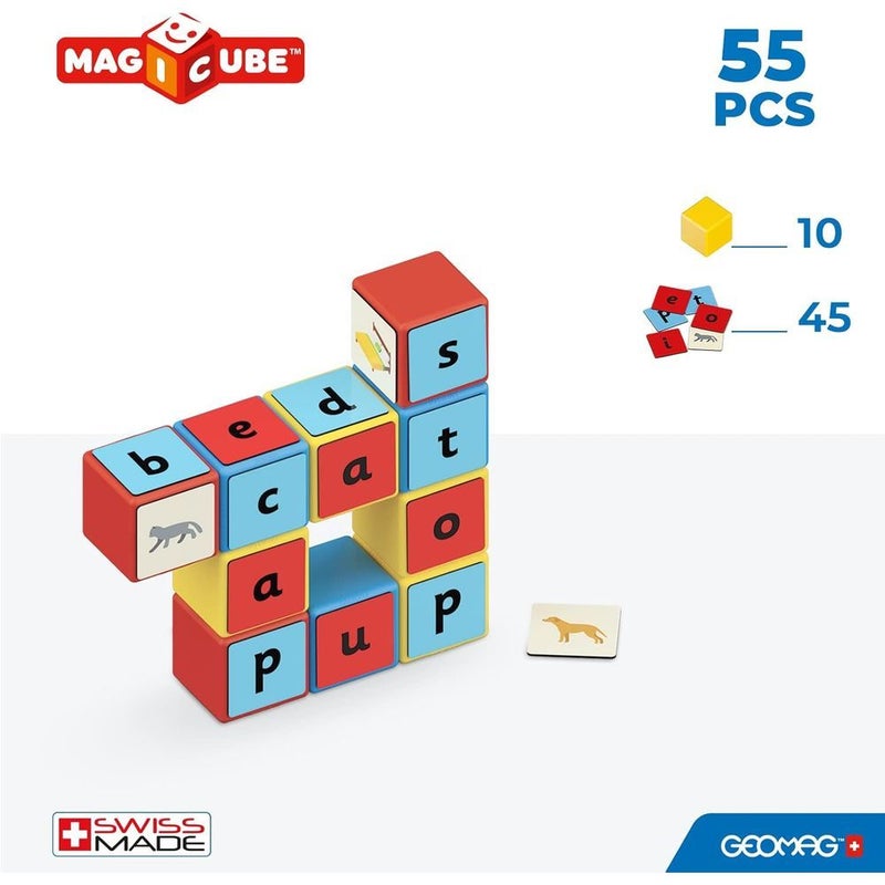 جيوماغ المكعبات السحري التعليمي للاحرف 45 مشبكًا سحريًا و10 مكعبات مغناطيسية - 258 - Image 3