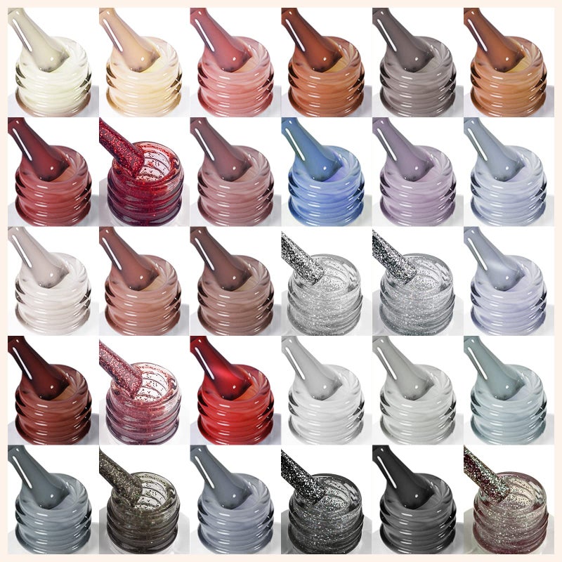 SAVILAND 33PCS Gel Nail Polish Set Classic Glitter White Soak-off U V Nail Polish with Base & Glossy Matte Top Gel French Manicure Nail Art Starter Set for Salon Home & Gifts - Image 4