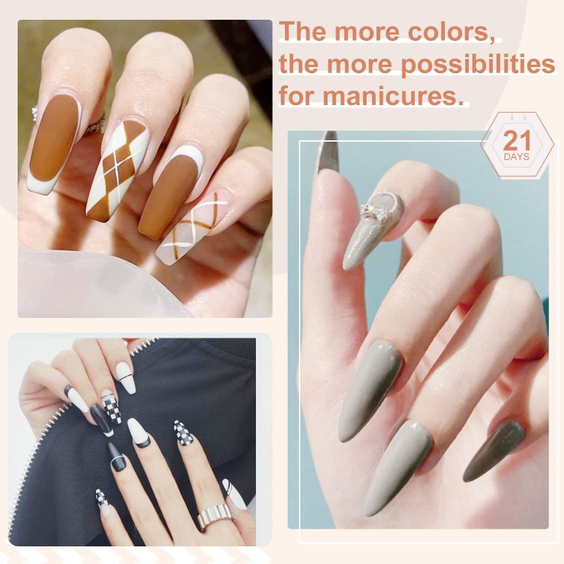 SAVILAND 33PCS Gel Nail Polish Set Classic Glitter White Soak-off U V Nail Polish with Base & Glossy Matte Top Gel French Manicure Nail Art Starter Set for Salon Home & Gifts - Image 2