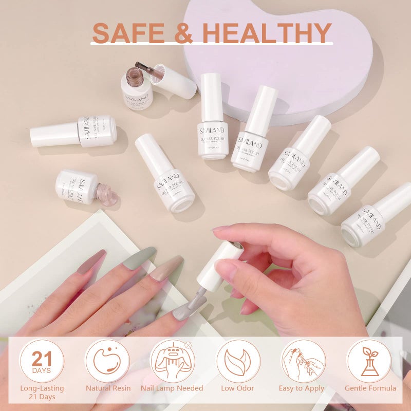 SAVILAND 33PCS Gel Nail Polish Set Classic Glitter White Soak-off U V Nail Polish with Base & Glossy Matte Top Gel French Manicure Nail Art Starter Set for Salon Home & Gifts - Image 3