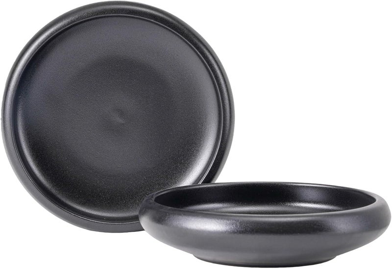 Uaral Japanese Salad PlateBlack Plates and Bowls SetStoneware Pasta Bowl Set of 28 inch20 ozTexture Matte Black - Image 1