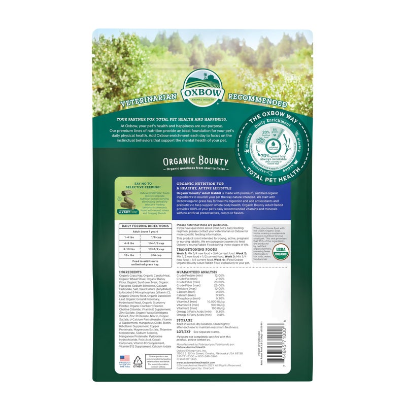 Oxbow Animal Health Organic Bounty Adult Rabbit Food - All Natural Rabbit Pellets - 3 lb. - Image 2