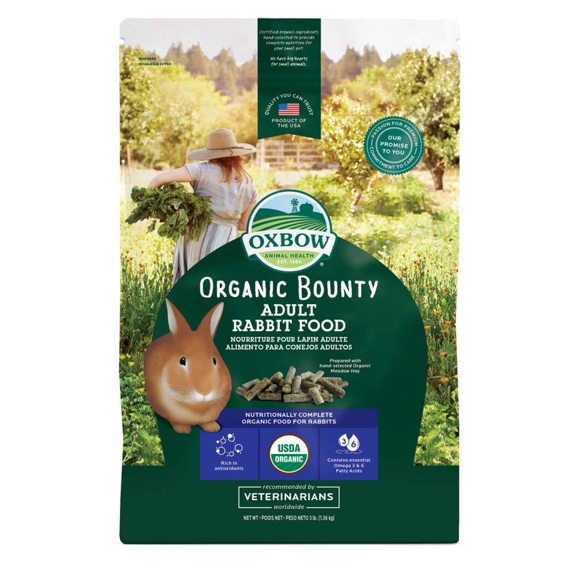 Oxbow Animal Health Organic Bounty Adult Rabbit Food - All Natural Rabbit Pellets - 3 lb. - Image 1