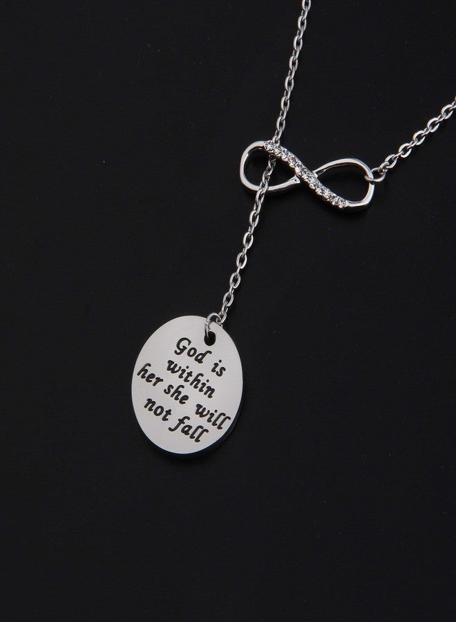 Zuo Bao Christian Necklace Psalm 46:5 God Is Within Her She Will Not Fall Necklace Bible Verse Necklace for Strong Woman (Y necklace) - Image 4