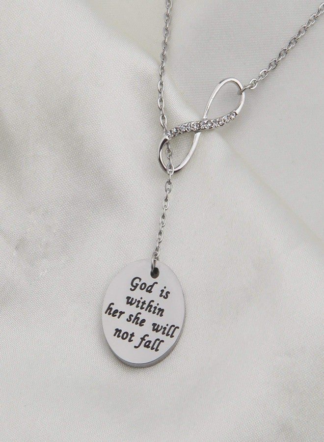 Zuo Bao Christian Necklace Psalm 46:5 God Is Within Her She Will Not Fall Necklace Bible Verse Necklace for Strong Woman (Y necklace) - Image 5