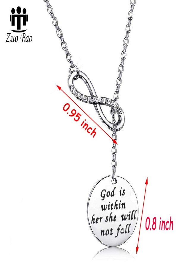 Zuo Bao Christian Necklace Psalm 46:5 God Is Within Her She Will Not Fall Necklace Bible Verse Necklace for Strong Woman (Y necklace) - Image 2