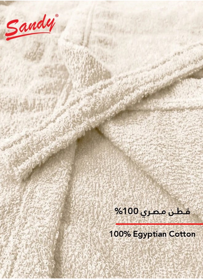 Sandy Sandy Kids Bathrobe with Hood, 100% Cotton Highly Absorbent, Unisex Plush Robe, Made in Egypt, Size S, Off White  - Image 3