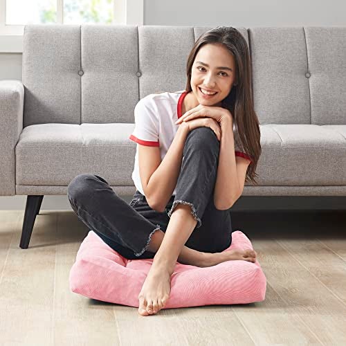 Degrees of Comfort وسادة تأمل أرضية وردية، وسائد مربعة كبيرة للجلوس للبالغين، وسادة مخملية مبطنة لغرفة المعيشة، 22x22 بوصة، 1 قطعة (عبوة من 1) - Image 5