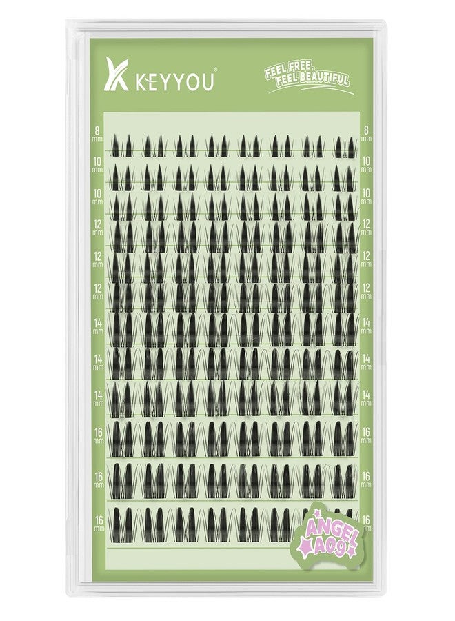 KEYYOU LASH clusters 120Pcs D Curl Angel Eyelash Extension Thick Wispy Natural Band Lash with Waterproof DIY Lash Extension at Home（Angel A09-D-8-16MIX） - Image 1