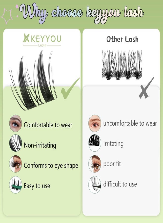 KEYYOU LASH clusters 120Pcs D Curl Angel Eyelash Extension Thick Wispy Natural Band Lash with Waterproof DIY Lash Extension at Home（Angel A09-D-8-16MIX） - Image 4