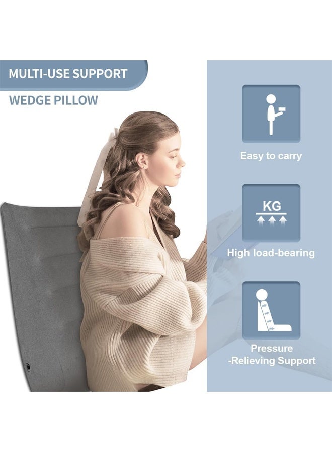 DUNISO Inflatable Orthopedic Pillow, Leg Raising Pillow, Triangular Portable Cushion, Comfortable Leg Pillow, Fast Inflation And Deflation Valve, Adjustable Tilt, Provide Support, Sleep Aid, Pain Relief, Foot And Ankle Injury And Rehabilitation Wedge Cushion - Image 5