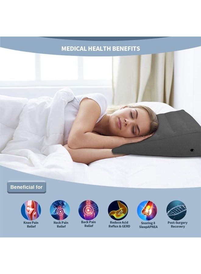 DUNISO Inflatable Orthopedic Pillow, Leg Raising Pillow, Triangular Portable Cushion, Comfortable Leg Pillow, Fast Inflation And Deflation Valve, Adjustable Tilt, Provide Support, Sleep Aid, Pain Relief, Foot And Ankle Injury And Rehabilitation Wedge Cushion - Image 3