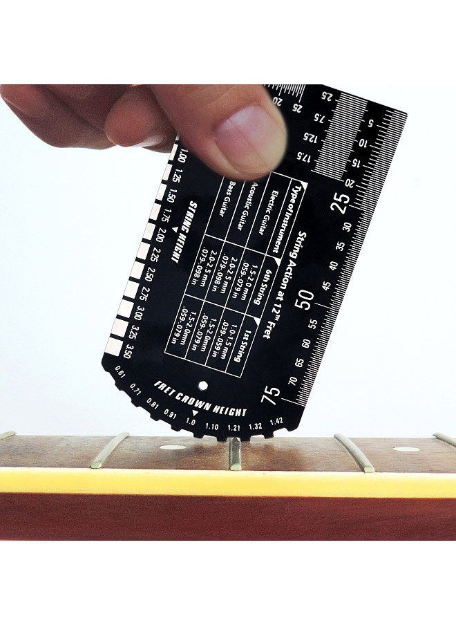 Baroque - String Instruments Gauge String Action Gauge Ruler Pocket-Size Metallic Ruler For Electric Bass And Acoustic Guitar String Height & Fret Crown Height Measurement - Image 1