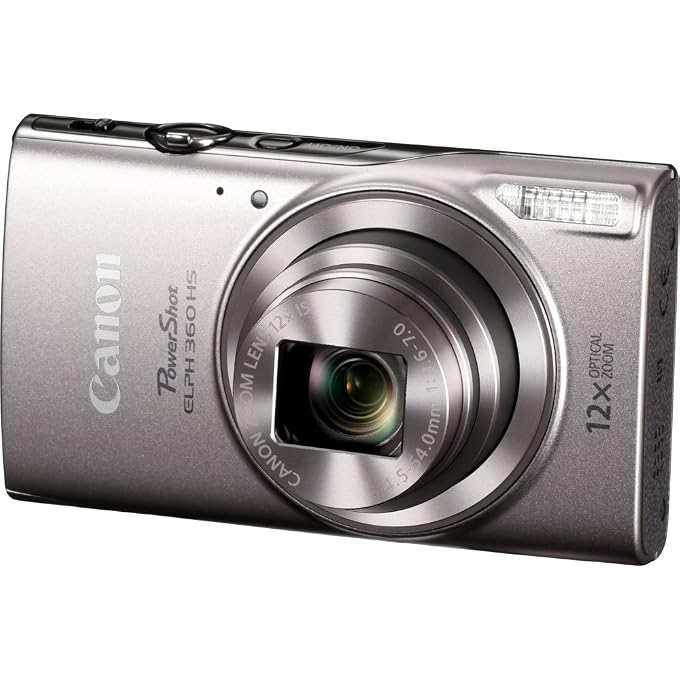 Canon PowerShot ELPH 360 Digital Camera w/ 12x Optical Zoom and Image Stabilization - Wi-Fi & NFC Enabled (Silver) (Renewed) - Image 1