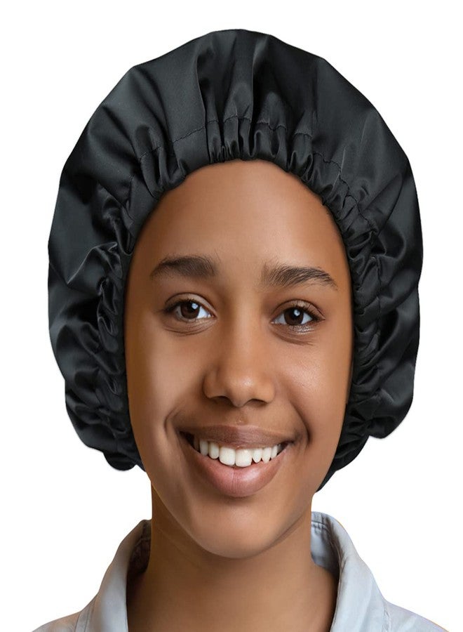 Heerf Kids Shower Cap for Girls and Boys with Curly Hair, Braids, Dreadlocks, Twists Dark Black - Image 2