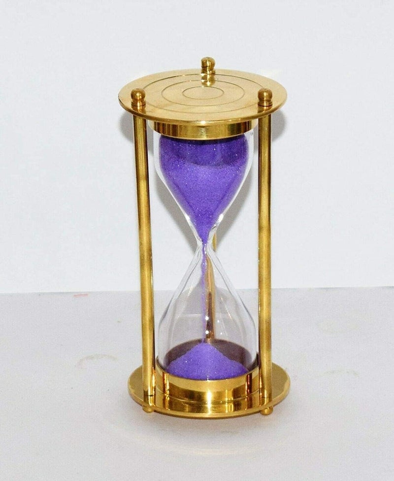 Purple Sand Timer Glass Sand Clock 3 Minutes Brass Hourglass - Image 3
