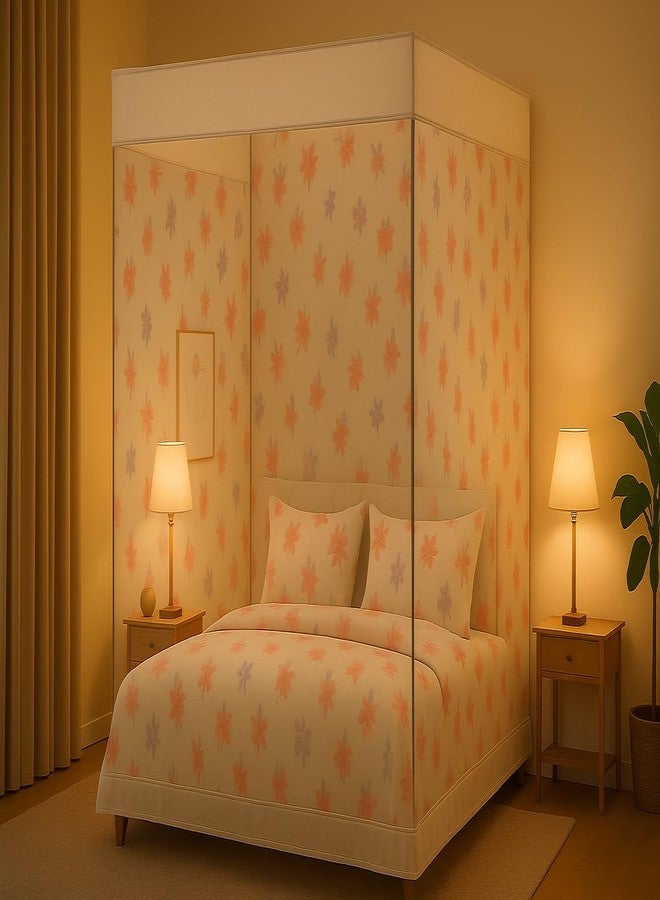 Ans Mosquito Net for Bed Floral with Cotton Border Free Air Flow (White, 4 x 6.5 ft Single Medium Bed) - Image 2