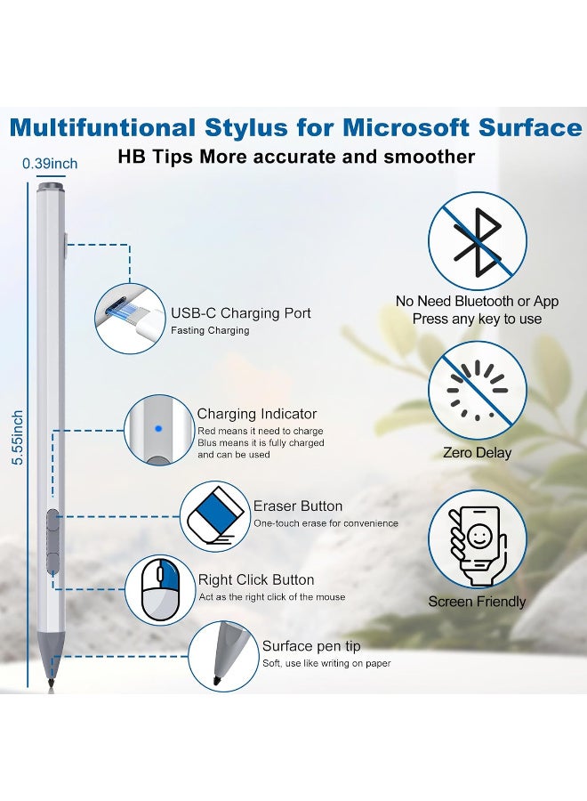 Surface Stylus for Pro/Go Devices, Compatible with Windows 11/10/8/7/6/5/4/3 - Image 2