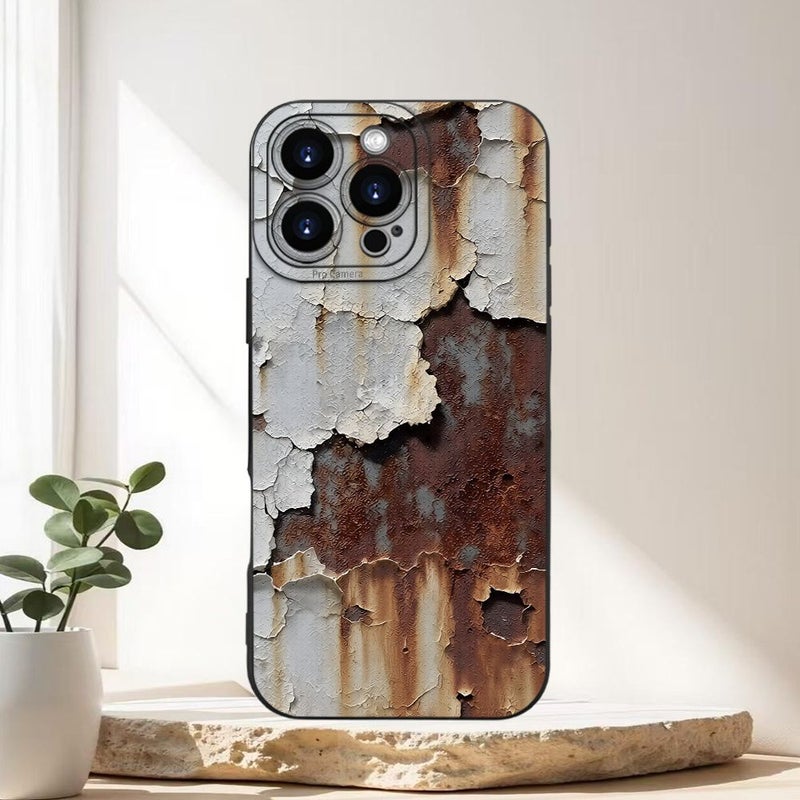 Phone Case With Rust Crack Pattern Stylish And Durable For Couples Families Holiday Gifts Compatible With Iphone 15 Pro Black - Image 3
