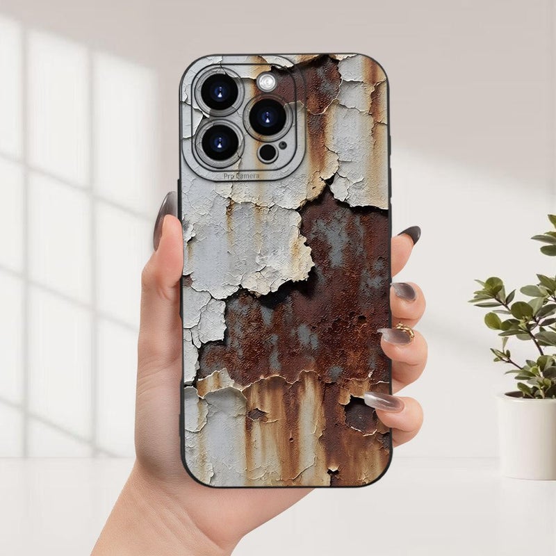 Phone Case With Rust Crack Pattern Stylish And Durable For Couples Families Holiday Gifts Compatible With Iphone 15 Pro Black - Image 1