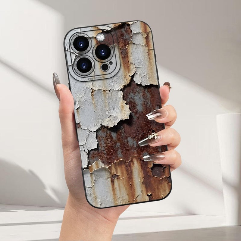 Phone Case With Rust Crack Pattern Stylish And Durable For Couples Families Holiday Gifts Compatible With Iphone 15 Pro Black - Image 5