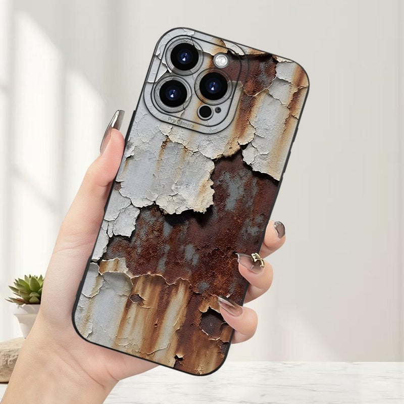 Phone Case With Rust Crack Pattern Stylish And Durable For Couples Families Holiday Gifts Compatible With Iphone 15 Pro Black - Image 2