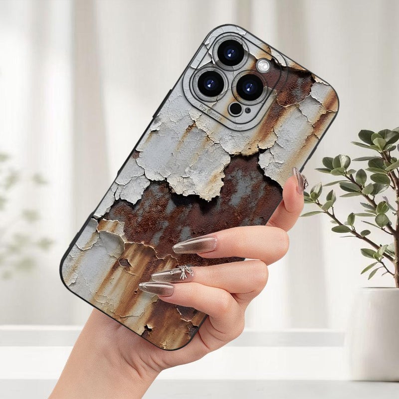 Phone Case With Rust Crack Pattern Stylish And Durable For Couples Families Holiday Gifts Compatible With Iphone 15 Pro Black - Image 4
