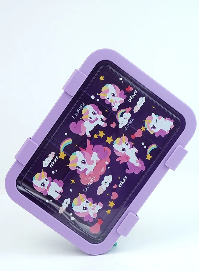 LITTLE SURPRISE BOX Little Surprise Box,5Sections Purple Unicorn Lunch Box For Kids