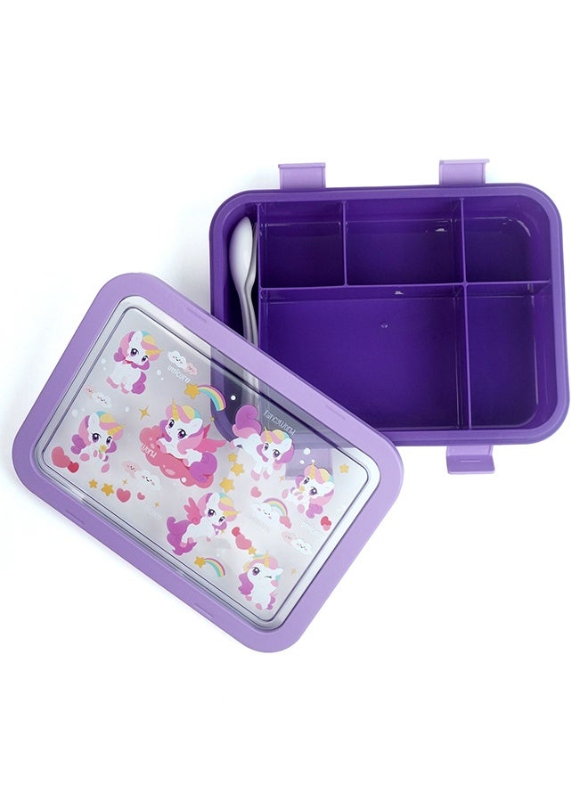 LITTLE SURPRISE BOX Little Surprise Box,5Sections Purple Unicorn Lunch Box For Kids - Image 3
