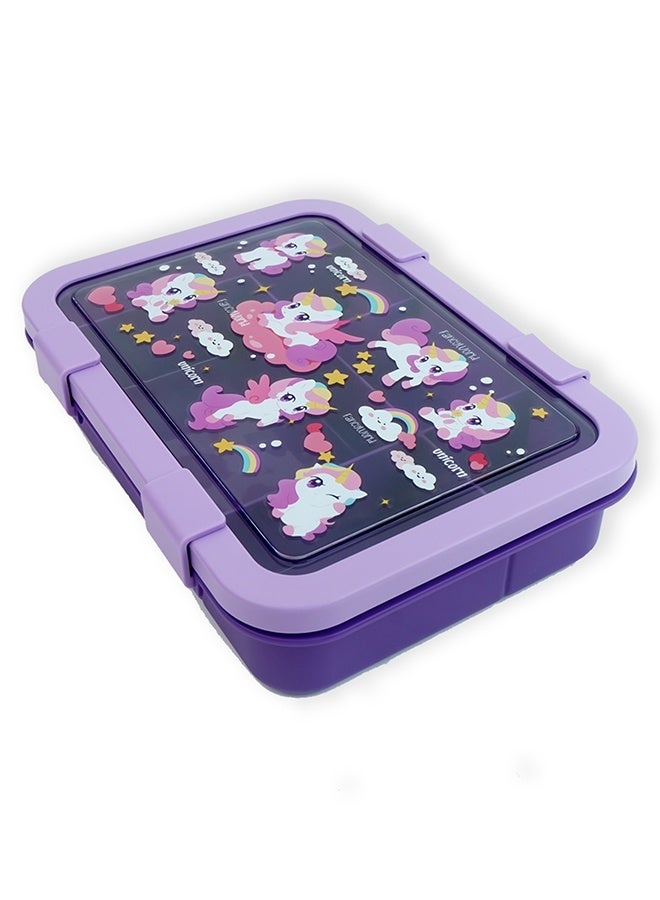 LITTLE SURPRISE BOX Little Surprise Box,5Sections Purple Unicorn Lunch Box For Kids - Image 2