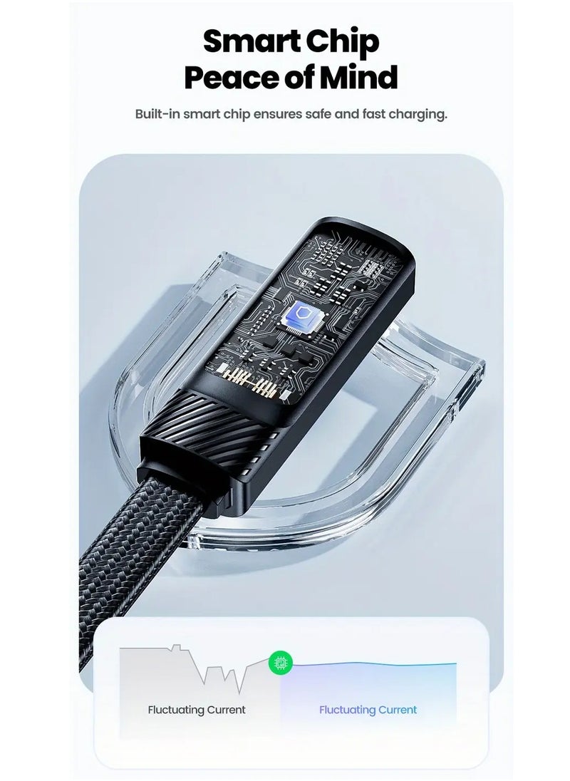 كابل بيانات USB A-to-C للشحن السريع مع شاشة ذكية لطاقة الشحن يدعم PD QC 3.0/4.0، مناسب لشحن بعض موديلات الهواتف المحمولة مثل Samsung Xiaomi LG Vivo  - Image 3