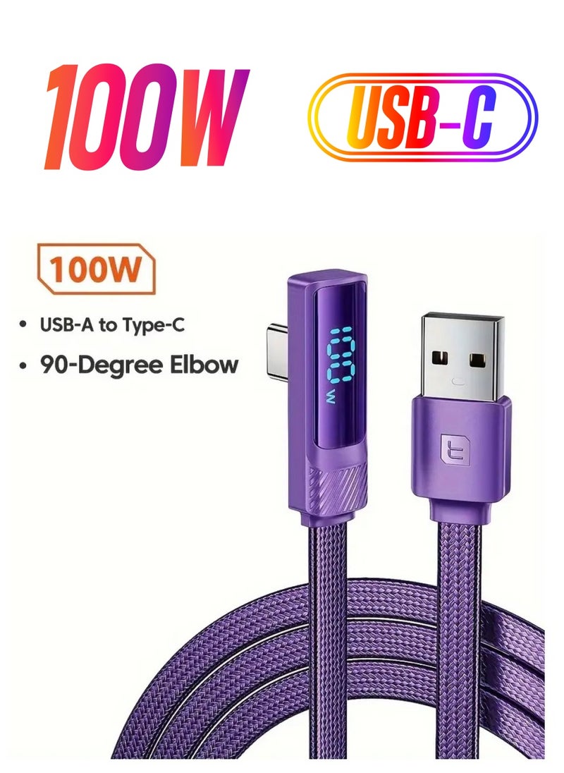 كابل بيانات USB A-to-C للشحن السريع مع شاشة ذكية لطاقة الشحن يدعم PD QC 3.0/4.0، مناسب لشحن بعض موديلات الهواتف المحمولة مثل Samsung Xiaomi LG Vivo  - Image 1