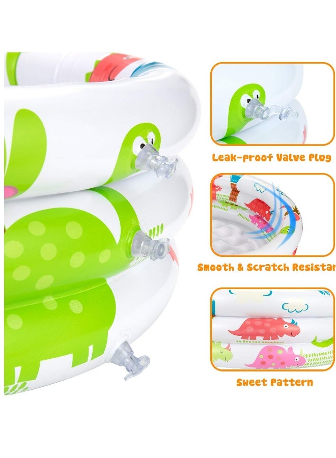 Inflatable Paddling Pool for Kids, Three Ring Pool with Soft Inflatable Floor, Hoop Swimming Pool for Outdoor Garden, Baby Toddler Summer Play Water Toy, 90x90x20 CM - Image 3
