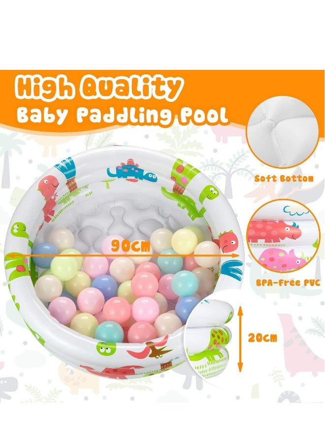 Inflatable Paddling Pool for Kids, Three Ring Pool with Soft Inflatable Floor, Hoop Swimming Pool for Outdoor Garden, Baby Toddler Summer Play Water Toy, 90x90x20 CM - Image 4