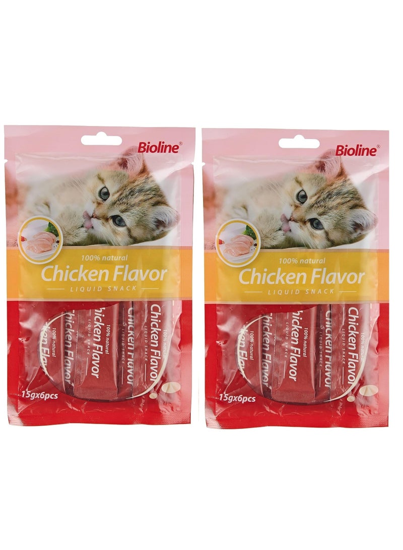 Bioline Chicken Flavor Liquid Snack For Cats 12X15g - Image 1