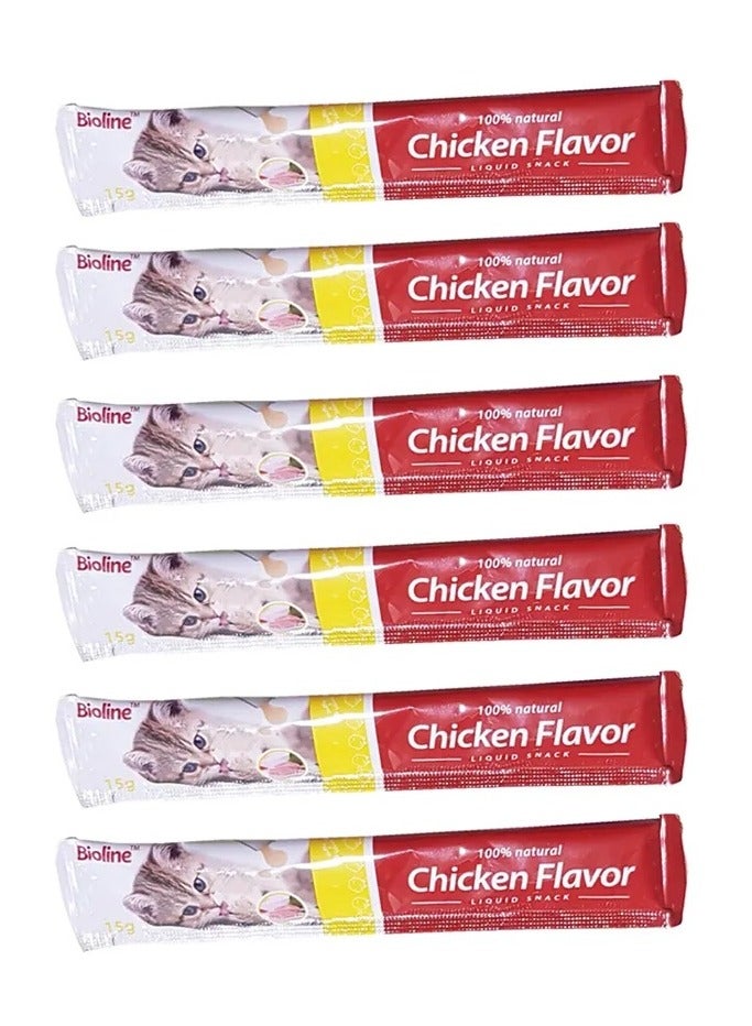 Bioline Chicken Flavor Liquid Snack For Cats 12X15g - Image 2