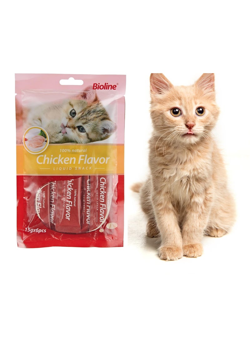 Bioline Chicken Flavor Liquid Snack For Cats 12X15g - Image 3