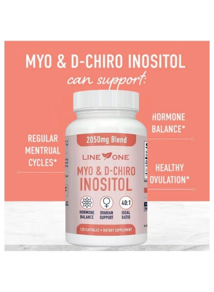 LINE ONE Myo & D-Chiro Inositol 2050 mg ,Fertility and Pcos Support, Hormone Balance,Dietary Supplement 120 Capsules - Image 2