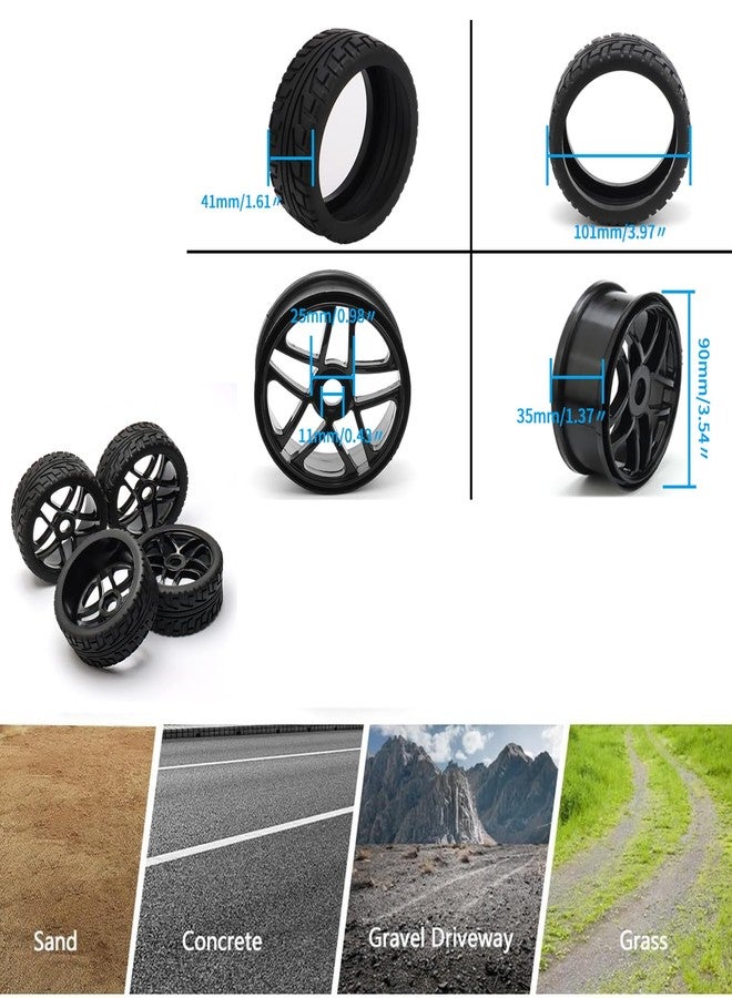 Jiuwu 4pcs Wheel Rim Rubber Tires RC 1:8 Off-Road Tyre 17mm Hexagonal Joint Black - Image 4