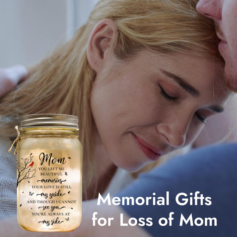 2IMT Memorial Gifts for Loss of Mom, Bereavement Gifts for Loss of Mother, Red Cardinal in Remembrance of Mom, Memory Gift Mother Passing in Loving Memory Sympathy Quotes Condolences Mason Jar Light - Image 4