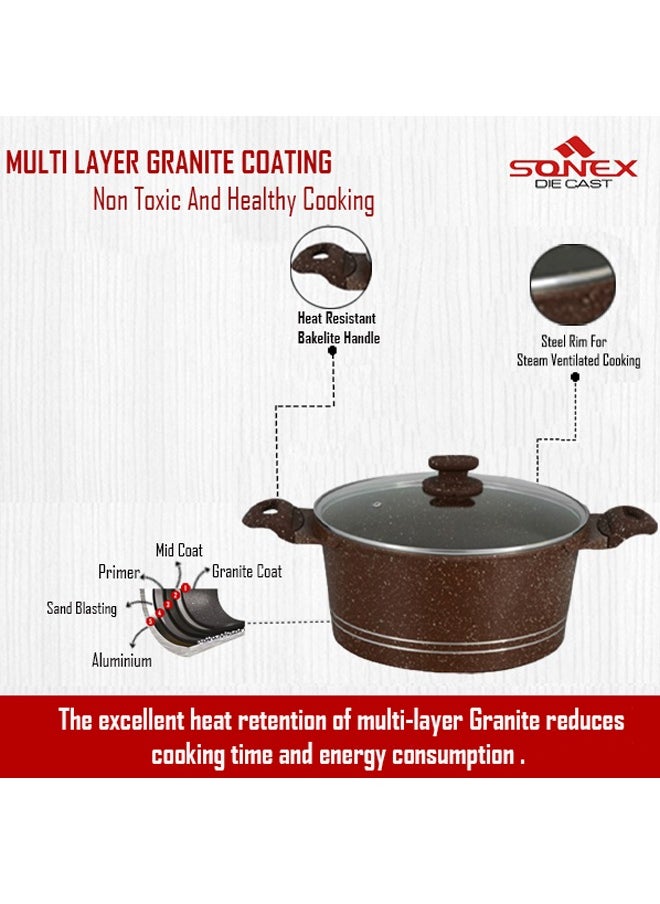 Sonex Diecast Crown King 8-Piece Cookware Set, Premium Chocolate Marble Non-Stick Coating, Sizes 3L to 12.5L, Durable Construction, Ergonomic Bakelite Handles, Even Heat Distribution, Chocolate - pzsku/Z65A7DE6B808E1F550C44Z/45/_/1725525060/245725cc-de02-4797-a73c-8ce43bdf78d2