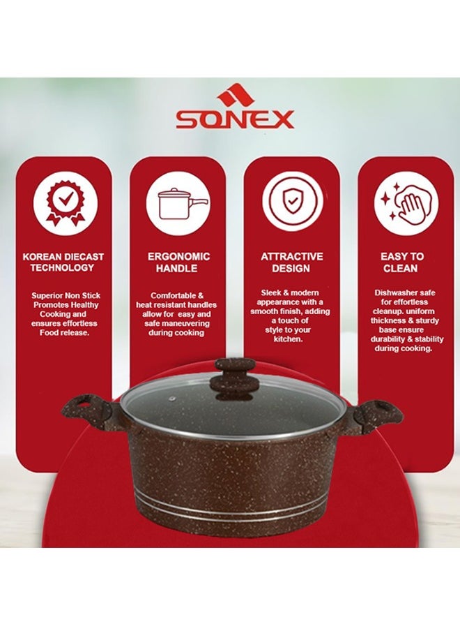 Sonex Diecast Crown King 8-Piece Cookware Set, Premium Chocolate Marble Non-Stick Coating, Sizes 3L to 12.5L, Durable Construction, Ergonomic Bakelite Handles, Even Heat Distribution, Chocolate - pzsku/Z65A7DE6B808E1F550C44Z/45/_/1725525082/963be1cf-5913-4613-ace6-5abf72449d29