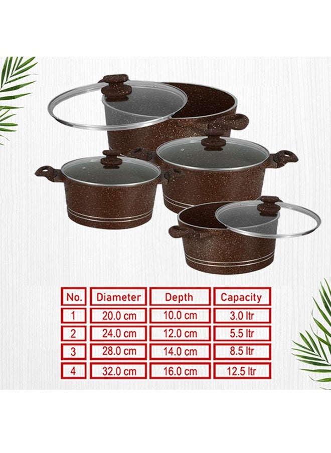 Sonex Diecast Crown King 8-Piece Cookware Set, Premium Chocolate Marble Non-Stick Coating, Sizes 3L to 12.5L, Durable Construction, Ergonomic Bakelite Handles, Even Heat Distribution, Chocolate - pzsku/Z65A7DE6B808E1F550C44Z/45/_/1725525093/4f9681d4-4d3c-412a-b165-c8a72f0a53d8