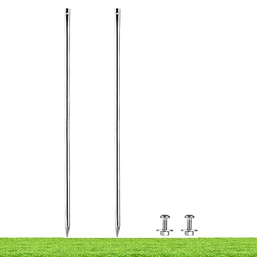 Kichwit 27.6“/2.3ft Metal Stakes for Yard Signs, 5/8 Inch Thick, Stainless Steel, Hardware Included - Image 1